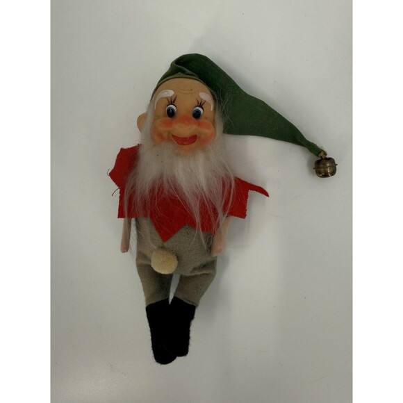 VINTAGE STEIFF "PUCKI" DWARF ELF GNOME PLASTIC RUBBER DOLL GREEN HAT BELL 6"X3" - Picture 6 of 9